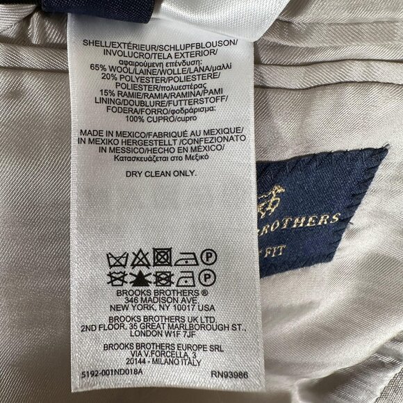 Brooks Brothers Blazer Men Size 42L Beige Regent Fit Casual Wool Blend EUC - Picture 10 of 14